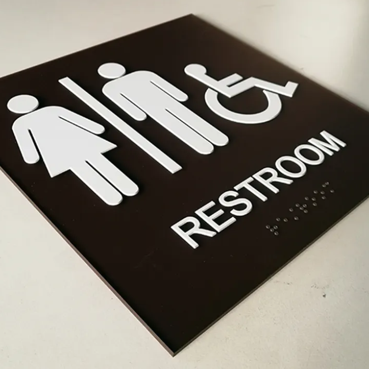 Wholesale CNC Cut Acrylic Custom ADA Sign Door Sign