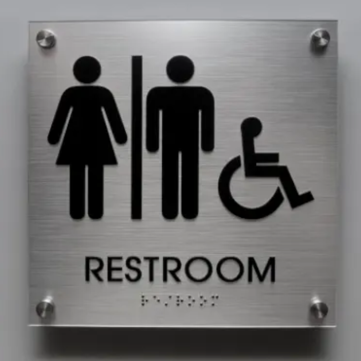 Custom Braille Restroom Sign ADA Number Sign Toilet Room Plate for Hotel