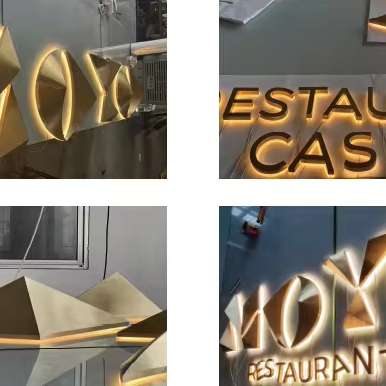 Custom Laser Cutting 3D Titanium LED Backlit Signage Stainless Steel Letter