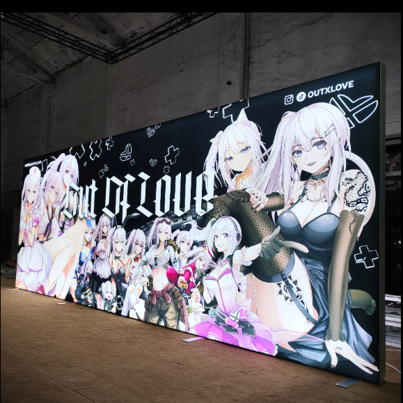 Aluminum customized double lit up banner exhibition floor advertising lightbox