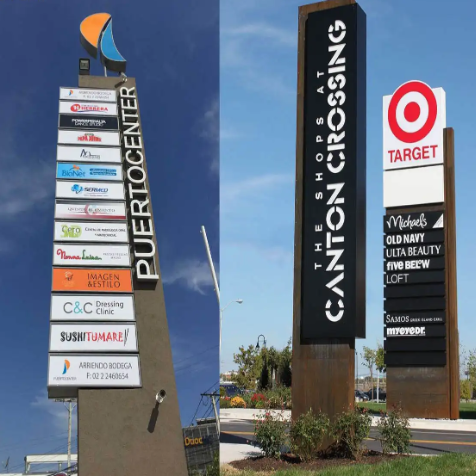 Aluminum outdoor hotel and shopping mall wayfinding outside map guide pylon