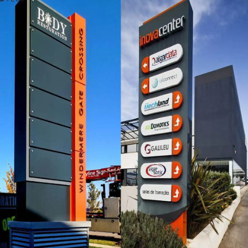 Aluminum outdoor hotel and shopping mall wayfinding outside map guide pylon