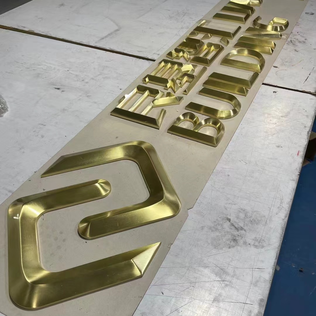 Engraved Solid Cast Aluminum Brass 3D Company Logo Metal Letter Signs 