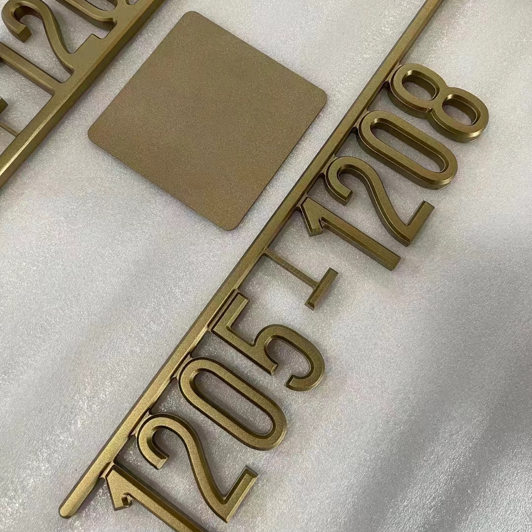 3D Integrated Engraved Brass Hotel Room Numbers Directional Metal Letter Signs 