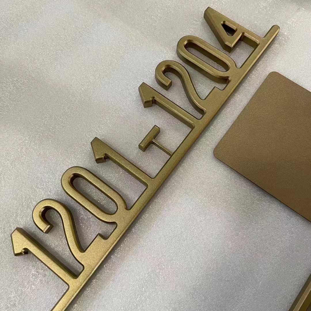 3D Integrated Engraved Brass Hotel Room Numbers Directional Metal Letter Signs 