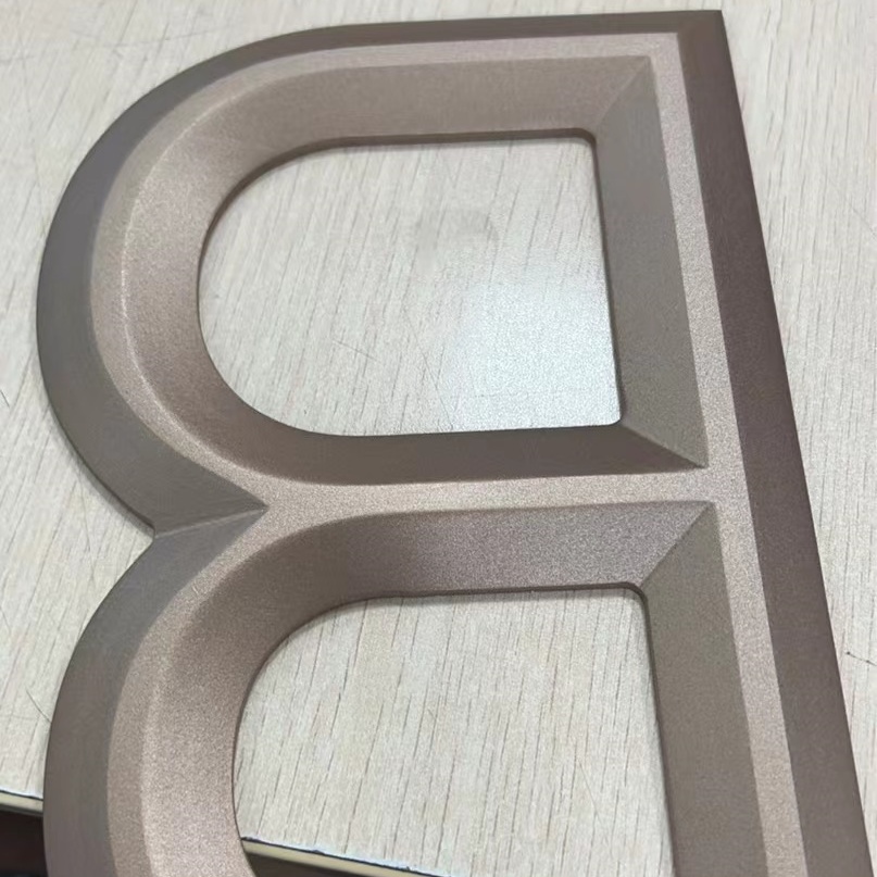 Custom 3D Engraved Prismatic Metal Logo Embossed Antique Brass Brand Letter Sign