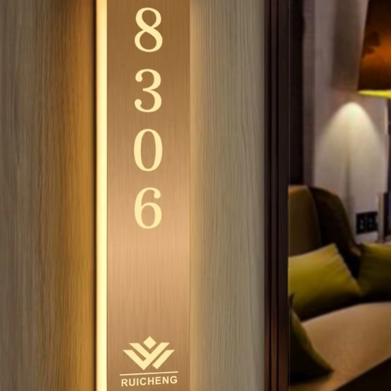 LED Room Number Plate Luxury Apartment Illuminated Acrylic Door Sign