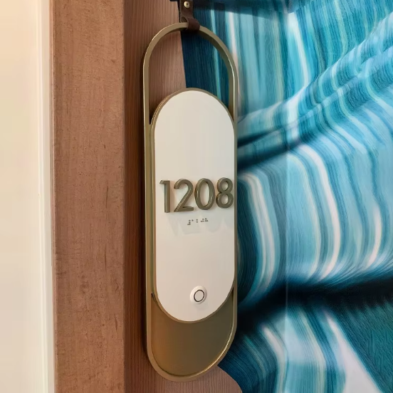 Custom Stainless Steel Hotel Room Number Door Plate Wayfinding Signage Direction