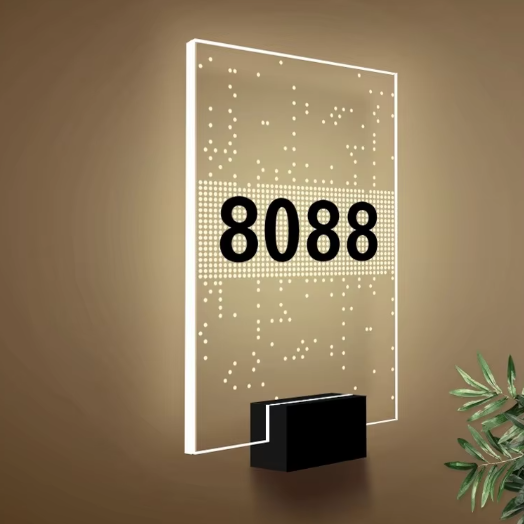 Custom Acrylic metal bright number signs door plate for Hotel Door Number Signs