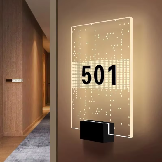 Custom Acrylic metal bright number signs door plate for Hotel Door Number Signs